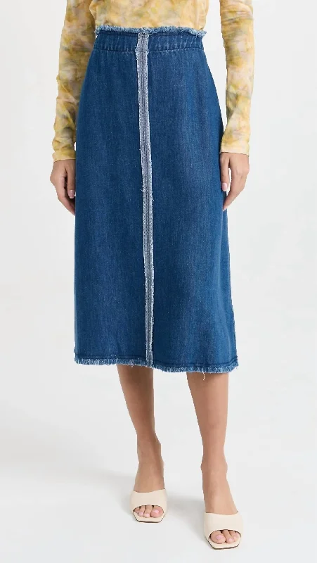 Women's Occasion Wear Clothes Aurora Midi Skirt In Indigo Denim