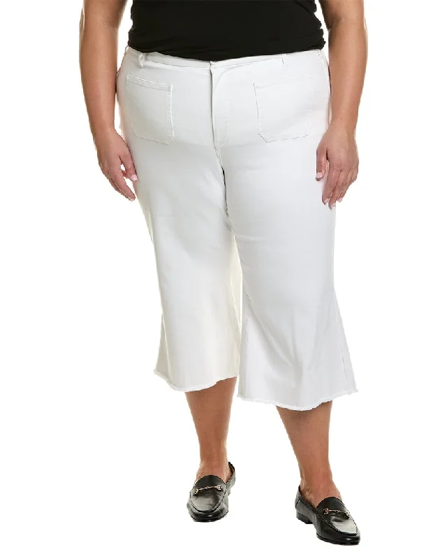 Plus-Size Women's Garments NYDJ Plus Patchie Major Wide Leg Capri Optic White Jean