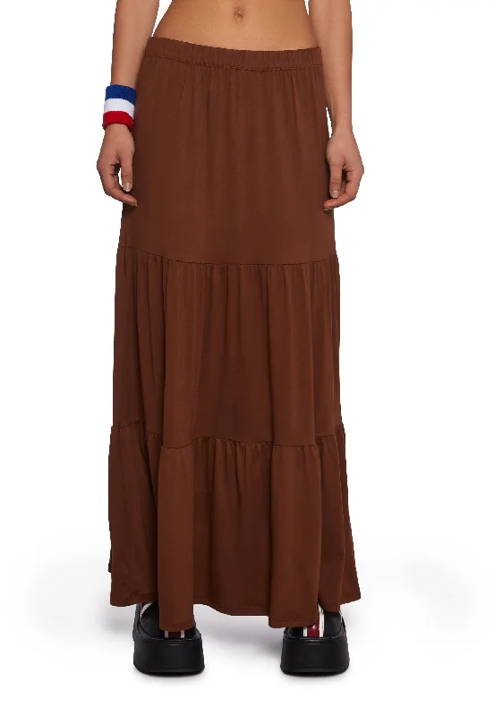 Women's Holiday Clothing Y2K Beats Maxi Skirt - Brown