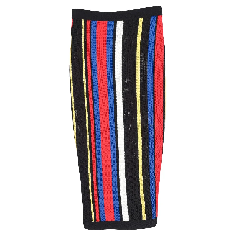 Women's Seasonal Wardrobe Clothing Balmain Rainbow Striped Skirt in Multicolor Viscose