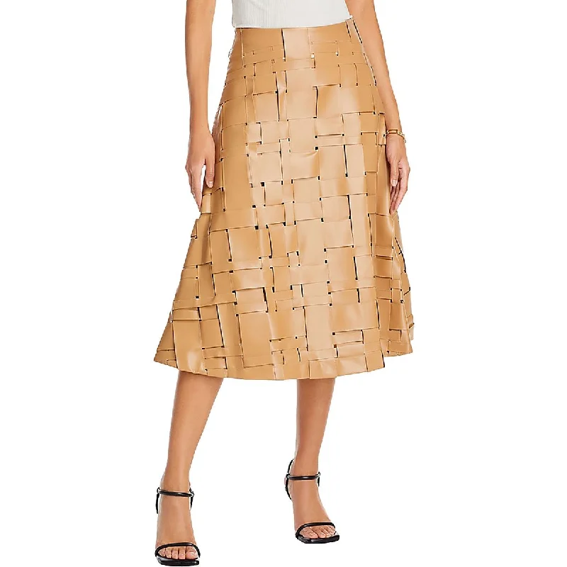 Women's Trendy Attire Womens Vegan Leather Midi Midi Skirt