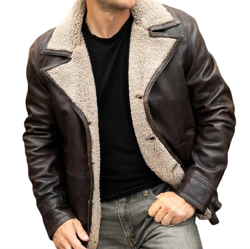 Affordable Trendy Clothes For Women Men's Brew Cf Leather Jacket In Chesnut