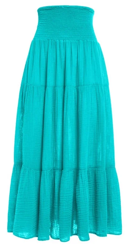 Women's Elegant Formal Outfit Smock Maxi Skirt In Emerald Bay