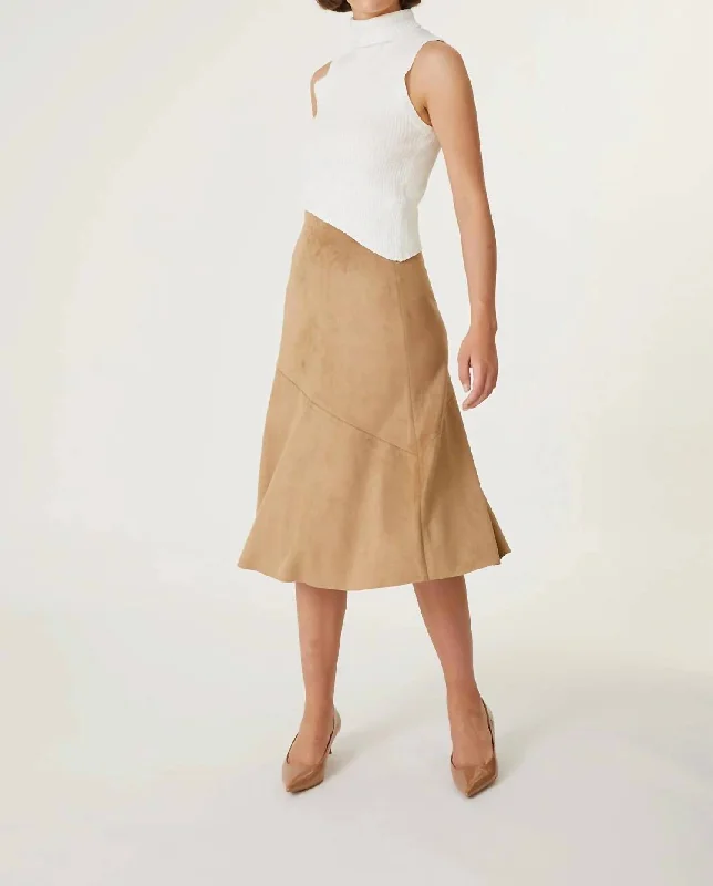 Timeless Women's Outfit Roan Faux Suede Midi Skirt In Golden