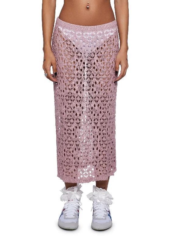 Women's Vacation Clothes Eldonia Crochet Midi Skirt