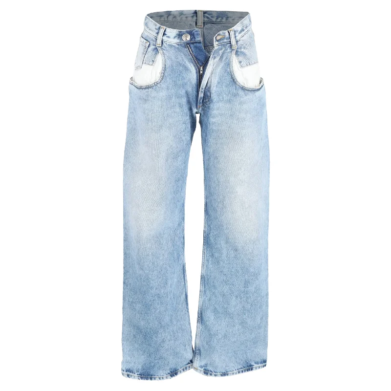 Women's Casual Wear Clothing Maison Margiela Contrast Pocket Straight Leg Jeans In Light Blue Denim