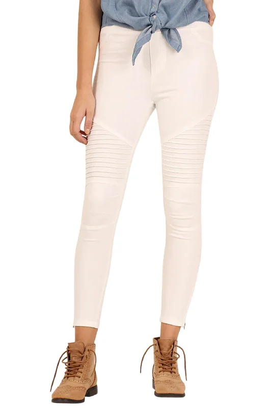 Women's Holiday Outfit Washed Moto Jegging In Off-White