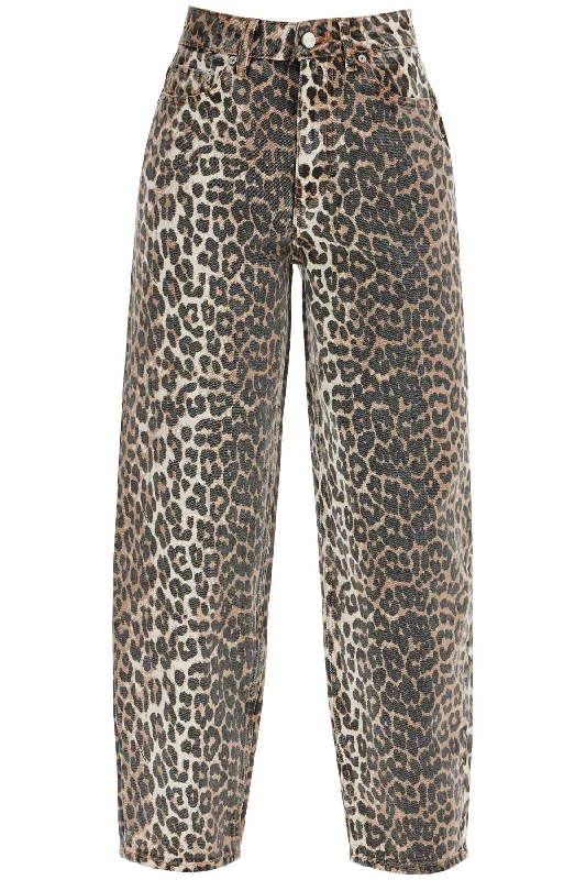 Timeless Women's Garments Ganni Women's Leopard Print Barrel Jeans