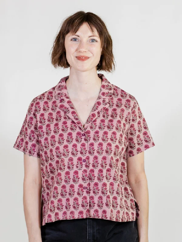 Women's Wardrobe Apparel Camp Shirt - Magenta Floral