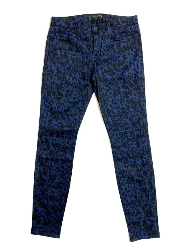 Women's Activewear Garments Women's Wild Print Mid Rise Skinny Jeans In Blue, Black