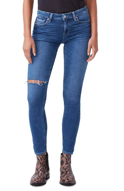 Women's Fashionable Attire For Work Verdugo Transcend Mid Rise Ultra Skinny Crop Ankle Jean In Roadhouse Destructed