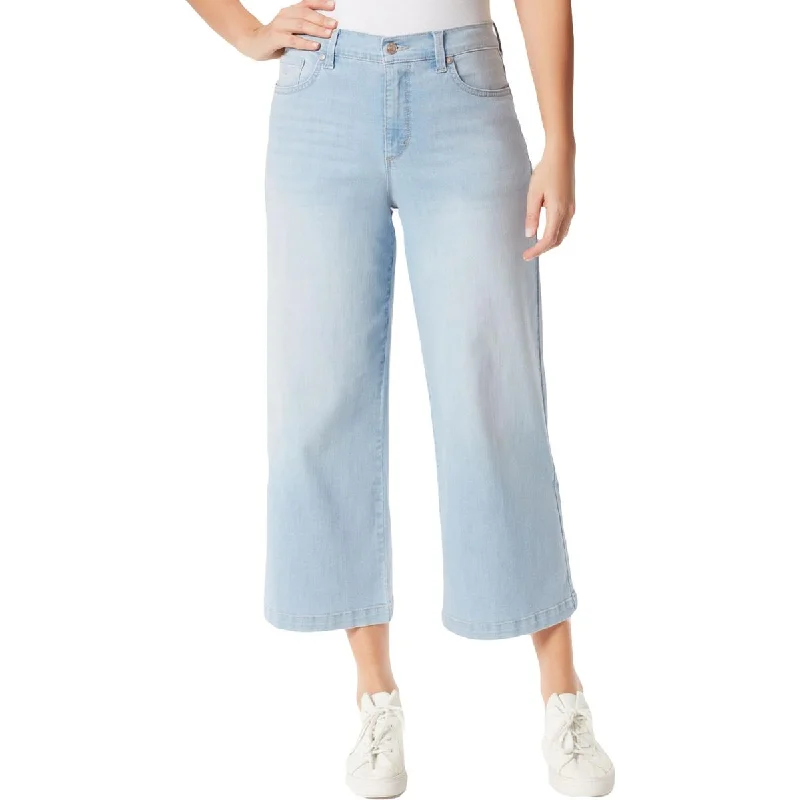 Women's Casual Clothing For Lounging Amanda Womens Cropped Stretch Wide Leg Jeans