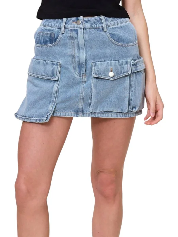 Formal Outfit For Women Denim Cargo Mini Skirt In Blue