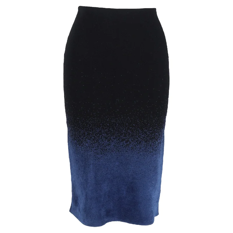 Women's Vintage-Inspired Clothing Roland Mouret Gradient Midi Pencil Skirt in Black and Blue Wool