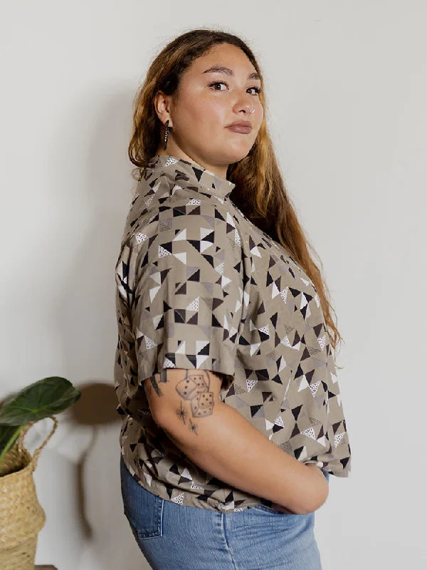 Women's Clothes Eve Plus Size Top - Monochrome Quilt