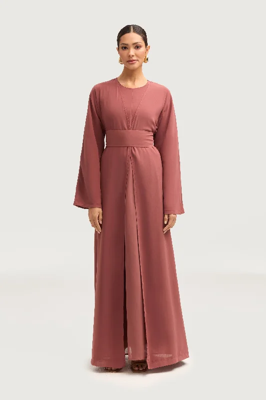 Comfortable Women's Attire Nevene Three Piece Abaya Set - Toasted Pecan