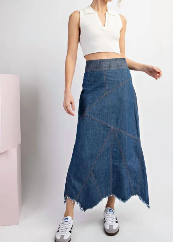 Formal Attire For Women Mineral Washed A-Line Skirt In Denim