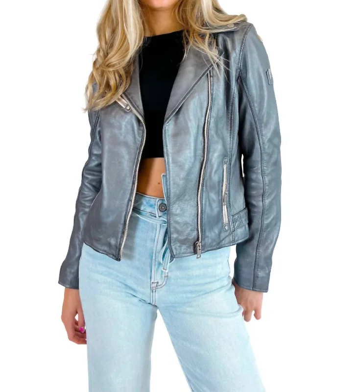 Formal Clothing For Women Sofia Metallic Leather Jacket In Grey