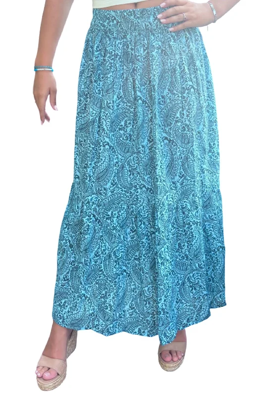 Women's Athletic Garments Willow Maxi Skirt In Blue Paisley