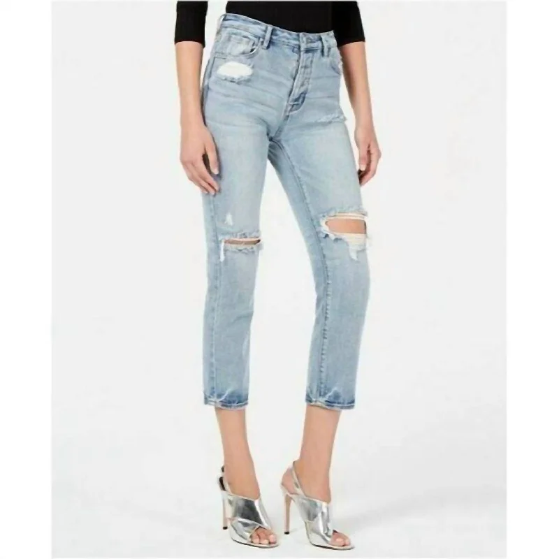 Timeless Women's Outfit The Icon Distressed Boyfriend Crop Ripped Jeans In Blue