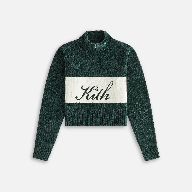 Vintage-Inspired Garments Kith Women Hunter II Chenille Script Quarter Zip - Stadium