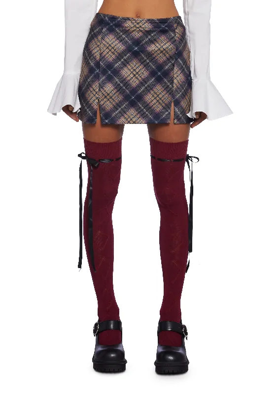 Women's Elegant Evening Attire Under The Boardwalk Mini Skort - Plaid