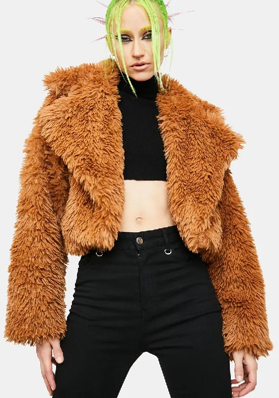 Women's Holiday Clothing Cold Stare Faux Fur Jacket