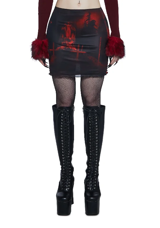 Women's Athletic Outfit House Of Horrors Mesh Mini Skirt