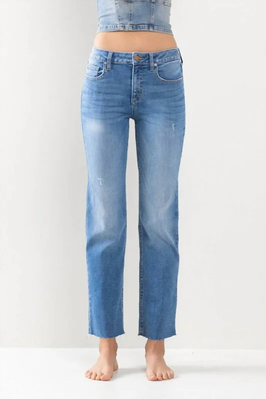 Women's Holiday Outfit Jenna Cropped Raw Hem Jeans In Light Wash