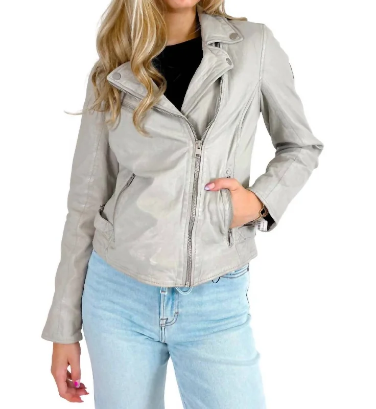 Women's Contemporary Clothing Sofia Leather Jacket In Off White