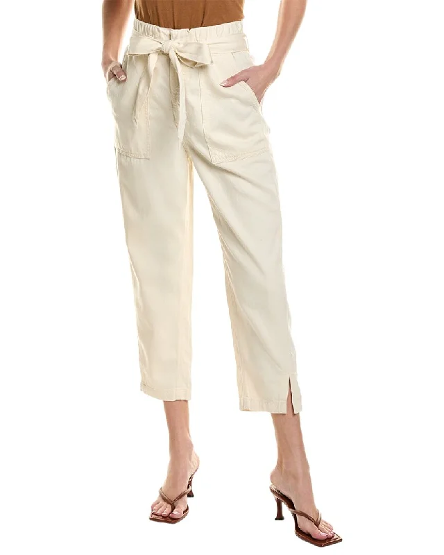 Comfortable Outfit For Women AG Jeans High-Rise Barrel Silk-Blend Paperbag Pant