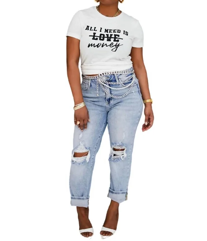 Women's Transitional Outfit Not Your Average Mom Jeans In Light Denim