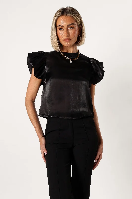 Women's Occasion Wear Clothing Marianna Ruffle Sleeve Top - Black