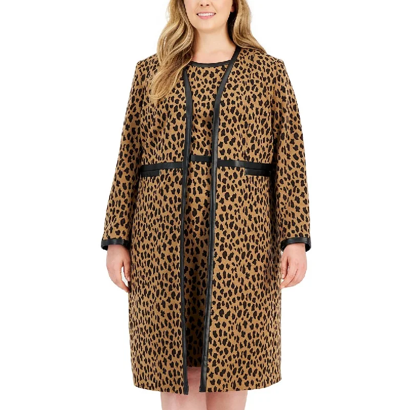 Women's High-Fashion Clothes Plus Womens Animal Print Long Long Coat