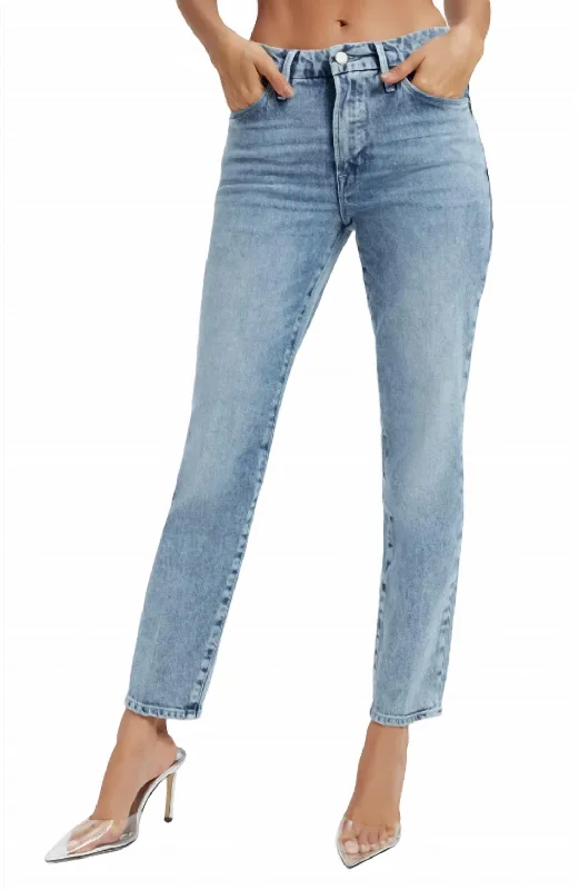 Women's Effortless Casual Outfit Classic High Waist Straight Leg Jeans In Indigo301