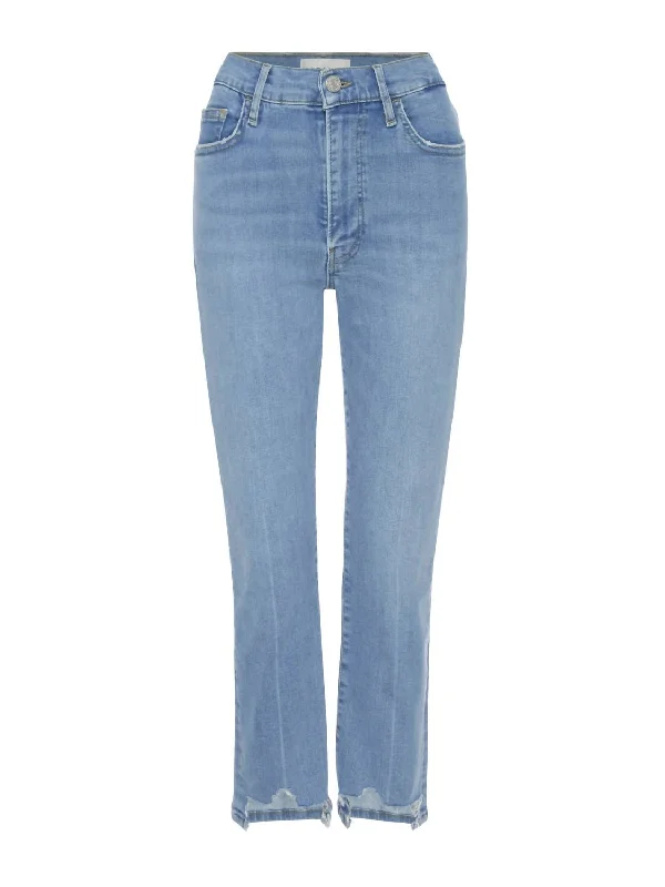 Women's Timeless Attire Women's Le High Straight Raw Fray Jeans In Clearwater Modern