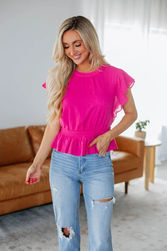 Women's High-Fashion Attire Balancing It All Top - Hot Pink