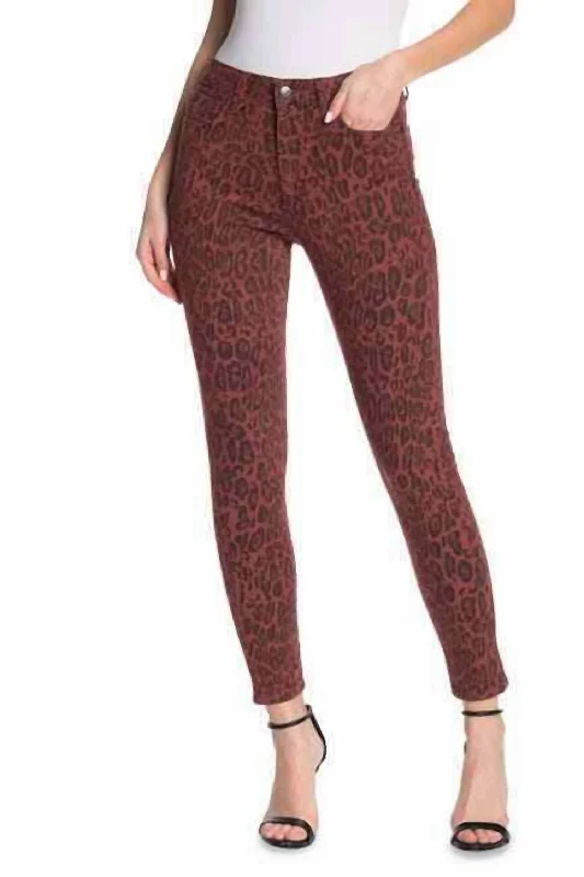 Stylish Women's Attire The Charlie Leopard Print High Rise Skinny Jeans In Rust Brown