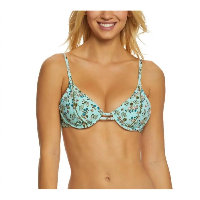 Fashionable Women's Clothes Picturesque Underwire Bra Bikini Top In Aqua