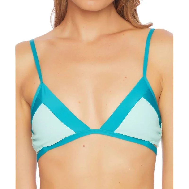 Women's Clothes And Apparel Sets Color Blocked Bralette Bikini Top In Aqua