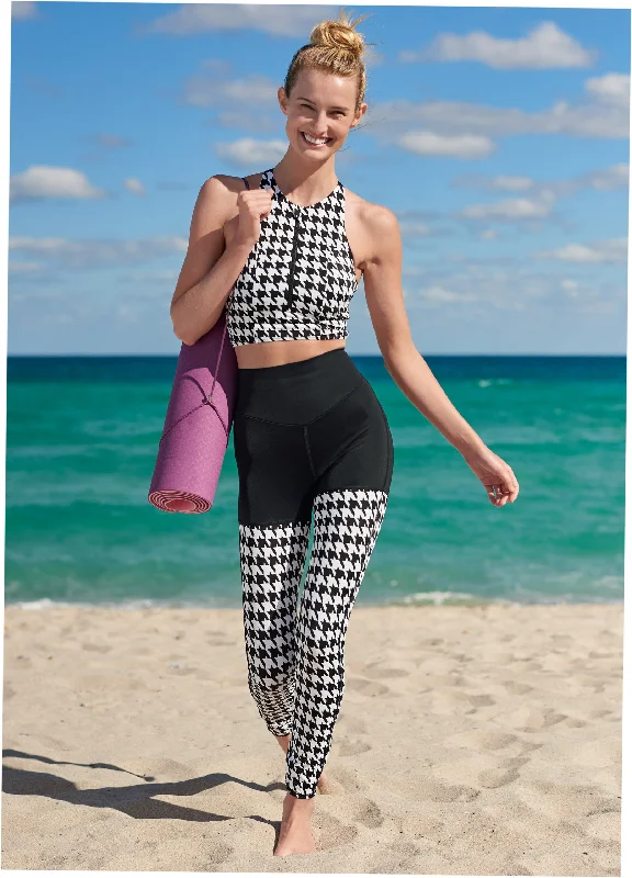 Women's Outfit For The Office Gym To Swim Legging - Houndstooth