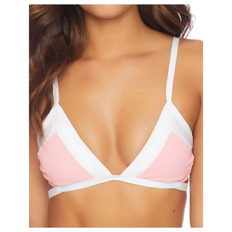 Women's Plus-Size Garments Color Blocked Bralette Bikini Top In Pink