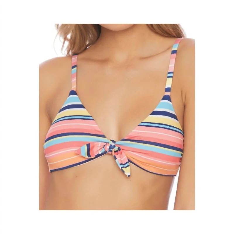 Casual Clothes For Women Fixed Tie Front Bikini Top In Juicy Fruit Multi