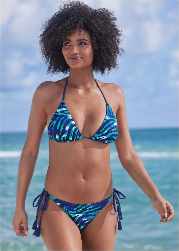 Affordable Fashion Clothing For Women Miami Tie Side Bottom  - Sea Bliss