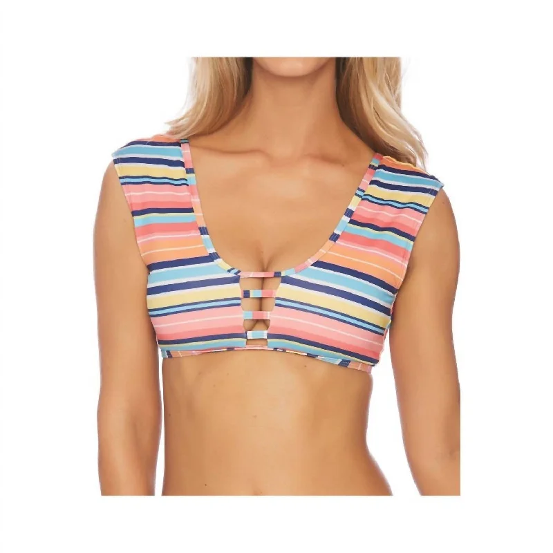 Women's Contemporary Apparel Cap Sleeve Bikini Top In Juicy Fruit Multi