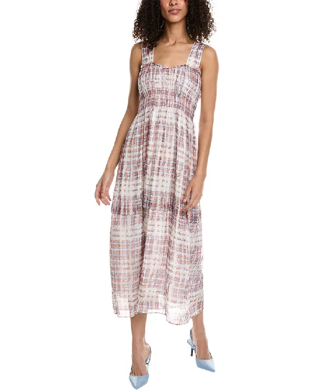 Women's Evening Clothing Burberry Scribble Check Silk Maxi Dress