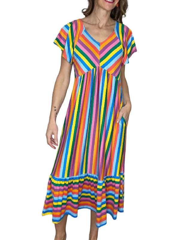 Timeless Women's Clothing Dress With Side Pockets In Multicolor Stripe