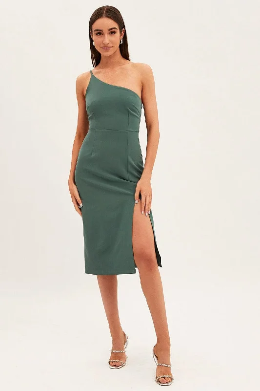 Women's Elegant Formal Outfit Green Midi Dress Bodycon