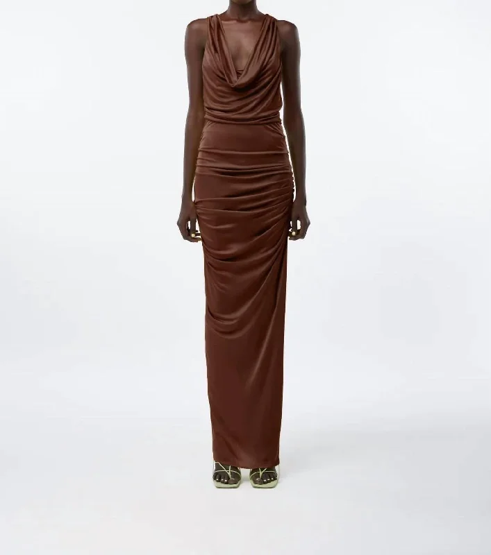 Women's Trendy Casual Outfit Ina Long Dress In Chocolate