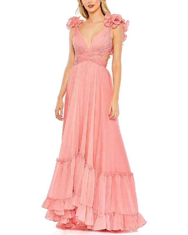 Women's Clothing For Work Mac Duggal Ruffle Sleeve Sweetheart A-Line Gown